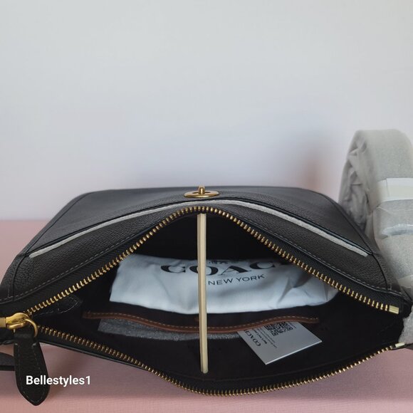 COACH Chaise Pebbled Leather Crossbody Bag- Black color ⭐ - Picture 12 of 16